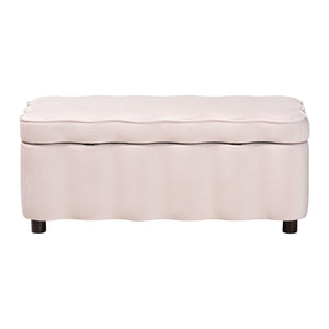 Baxton Studio Baxton Studio Paulina Velvet Lift Top Storage Bench Scalloped Glam Bedroom Accent Light Pink/Black BBT3246-Light Pink Velvet-Storage-Bench