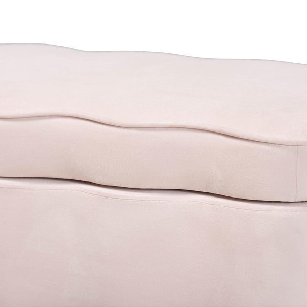 Baxton Studio Baxton Studio Paulina Velvet Lift Top Storage Bench Scalloped Glam Bedroom Accent Light Pink/Black BBT3246-Light Pink Velvet-Storage-Bench