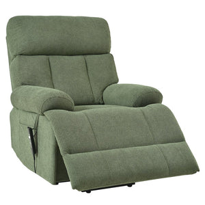 English Elm Oversized Power Lift Recliner Chair with Remote Control, Spacious Fabric Seat and Side Pocket for Comfort and Support Dark Green W1028P261277
