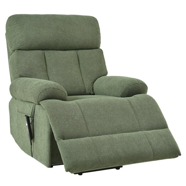 English Elm Oversized Power Lift Recliner Chair with Remote Control, Spacious Fabric Seat and Side Pocket for Comfort and Support Dark Green W1028P261277