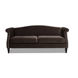 English Elm Elaine Camel Back Sofa Nailhead Accents, Deep Brown Performance Velvet