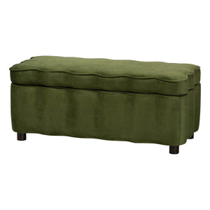 Baxton Studio Baxton Studio Paulina Velvet Lift Top Storage Bench Scalloped Glam Bedroom Accent Moss Green/Black BBT3246-Moss Green Velvet-Storage-Bench