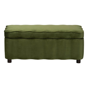 Baxton Studio Baxton Studio Paulina Velvet Lift Top Storage Bench Scalloped Glam Bedroom Accent Moss Green/Black BBT3246-Moss Green Velvet-Storage-Bench