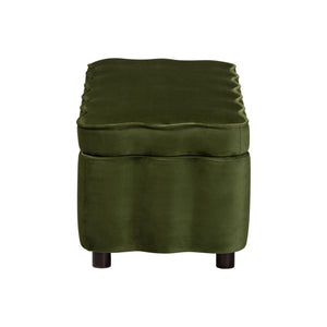 Baxton Studio Baxton Studio Paulina Velvet Lift Top Storage Bench Scalloped Glam Bedroom Accent Moss Green/Black BBT3246-Moss Green Velvet-Storage-Bench