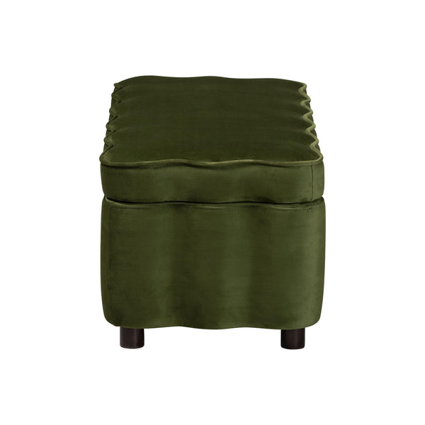 Baxton Studio Baxton Studio Paulina Velvet Lift Top Storage Bench Scalloped Glam Bedroom Accent Moss Green/Black BBT3246-Moss Green Velvet-Storage-Bench