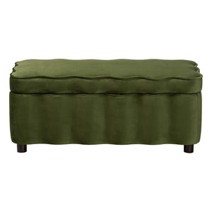 Baxton Studio Baxton Studio Paulina Velvet Lift Top Storage Bench Scalloped Glam Bedroom Accent Moss Green/Black BBT3246-Moss Green Velvet-Storage-Bench