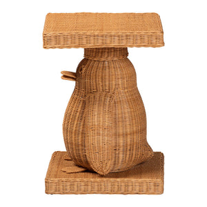 Baxton Studio Bali & Pari Handwoven Rattan Penguin Sculptural Side Table with Mahogany Frame Penguin-Natural Rattan-ET