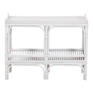 Baxton Studio Bali & Pari Lombok Handwoven Rattan 2-tier Console Table Coastal Entryway Accent White Lombok-Rattan-White-Console Table