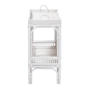 Baxton Studio Bali & Pari Lombok Handwoven Rattan 2-tier Console Table Coastal Entryway Accent White Lombok-Rattan-White-Console Table