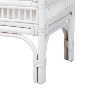Baxton Studio Bali & Pari Lombok Handwoven Rattan 2-tier Console Table Coastal Entryway Accent White Lombok-Rattan-White-Console Table