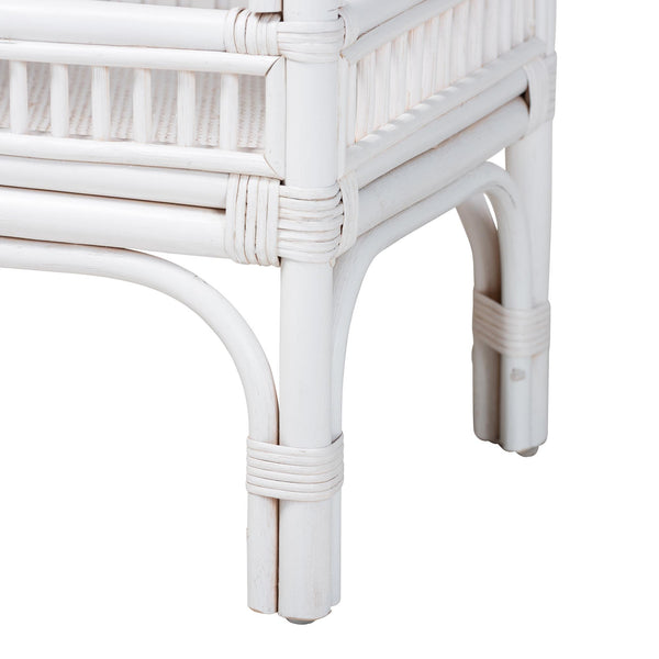 Baxton Studio Bali & Pari Lombok Handwoven Rattan 2-tier Console Table Coastal Entryway Accent White Lombok-Rattan-White-Console Table