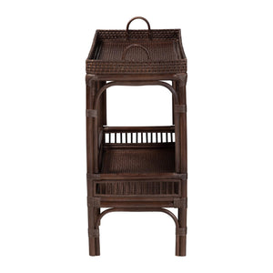 Baxton Studio Bali & Pari Lombok Handwoven Rattan 2-tier Console Table Coastal Entryway Accent Coffee Bean Lombok-Rattan-Coffee Bean-Console Table