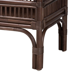 Baxton Studio Bali & Pari Lombok Handwoven Rattan 2-tier Console Table Coastal Entryway Accent Coffee Bean Lombok-Rattan-Coffee Bean-Console Table