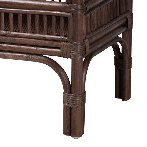 Baxton Studio Bali & Pari Lombok Handwoven Rattan 2-tier Console Table Coastal Entryway Accent Coffee Bean Lombok-Rattan-Coffee Bean-Console Table