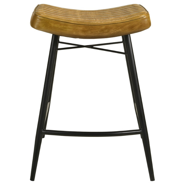 English Elm Ridgeway Channel Tufted Leather Backless Counter Stools Set of 2 for Kitchen Island Camel B062P440314