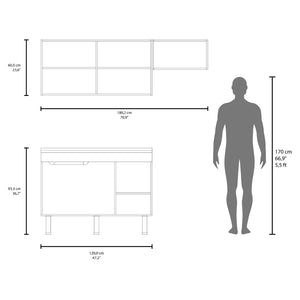 English Elm El Capitan Modular Kitchen Cabinet Set with Open Shelving and Heat Resistant Work Surface B128S00196