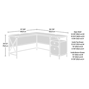 English Elm L-Shaped Desk In Brown Finish - Spacious, Stylish, And Durable For Home Office Or Gaming Setup B356P354419