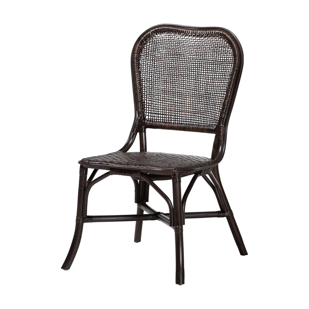 Baxton Studio Bali & Pari Irene Handwoven Rattan Dining Chair Lattice Back Coastal Artisan Seating Irene-Coffee Bean-Rattan-DC