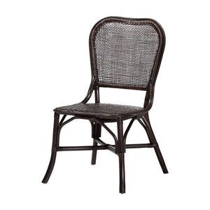 Baxton Studio Bali & Pari Irene Handwoven Rattan Dining Chair Lattice Back Coastal Artisan Seating Irene-Coffee Bean-Rattan-DC