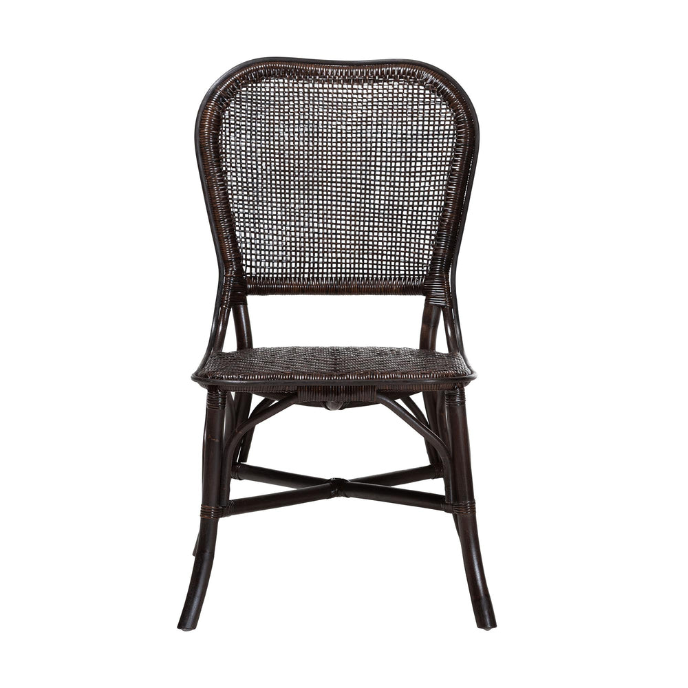 Baxton Studio Bali & Pari Irene Handwoven Rattan Dining Chair Lattice Back Coastal Artisan Seating Irene-Coffee Bean-Rattan-DC