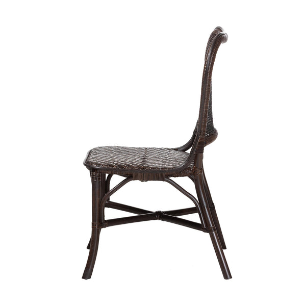 Baxton Studio Bali & Pari Irene Handwoven Rattan Dining Chair Lattice Back Coastal Artisan Seating Irene-Coffee Bean-Rattan-DC