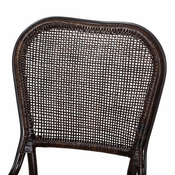 Baxton Studio Bali & Pari Irene Handwoven Rattan Dining Chair Lattice Back Coastal Artisan Seating Irene-Coffee Bean-Rattan-DC