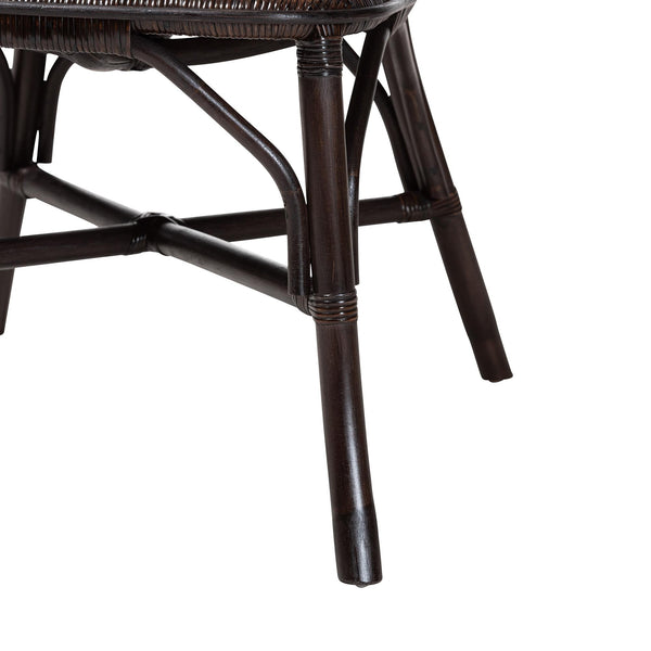 Baxton Studio Bali & Pari Irene Handwoven Rattan Dining Chair Lattice Back Coastal Artisan Seating Irene-Coffee Bean-Rattan-DC