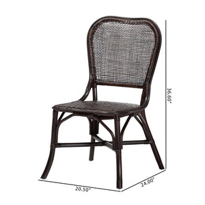 Baxton Studio Bali & Pari Irene Handwoven Rattan Dining Chair Lattice Back Coastal Artisan Seating Irene-Coffee Bean-Rattan-DC