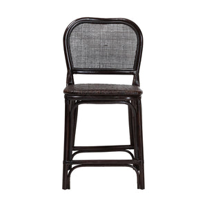 Baxton Studio Bali & Pari Irene Handwoven Rattan Counter Stool Coastal Lattice Back Kitchen Seating Irene-Coffee Bean-Rattan-CS