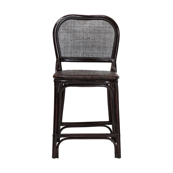 Baxton Studio Bali & Pari Irene Handwoven Rattan Counter Stool Coastal Lattice Back Kitchen Seating Irene-Coffee Bean-Rattan-CS