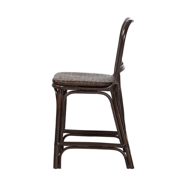 Baxton Studio Bali & Pari Irene Handwoven Rattan Counter Stool Coastal Lattice Back Kitchen Seating Irene-Coffee Bean-Rattan-CS