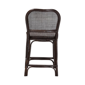 Baxton Studio Bali & Pari Irene Handwoven Rattan Counter Stool Coastal Lattice Back Kitchen Seating Irene-Coffee Bean-Rattan-CS