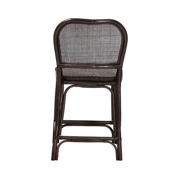 Baxton Studio Bali & Pari Irene Handwoven Rattan Counter Stool Coastal Lattice Back Kitchen Seating Irene-Coffee Bean-Rattan-CS