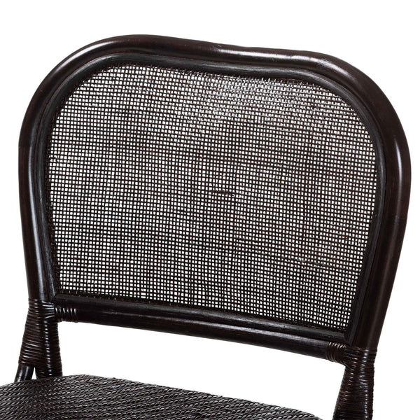 Baxton Studio Bali & Pari Irene Handwoven Rattan Counter Stool Coastal Lattice Back Kitchen Seating Irene-Coffee Bean-Rattan-CS