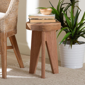 Baxton Studio Bali & Pari Sayen Solid Acacia Wood Sculptural Tripod Accent Stool for Modern Living Sayen-Natural-Stool