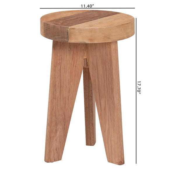 Baxton Studio Bali & Pari Sayen Solid Acacia Wood Sculptural Tripod Accent Stool for Modern Living Sayen-Natural-Stool
