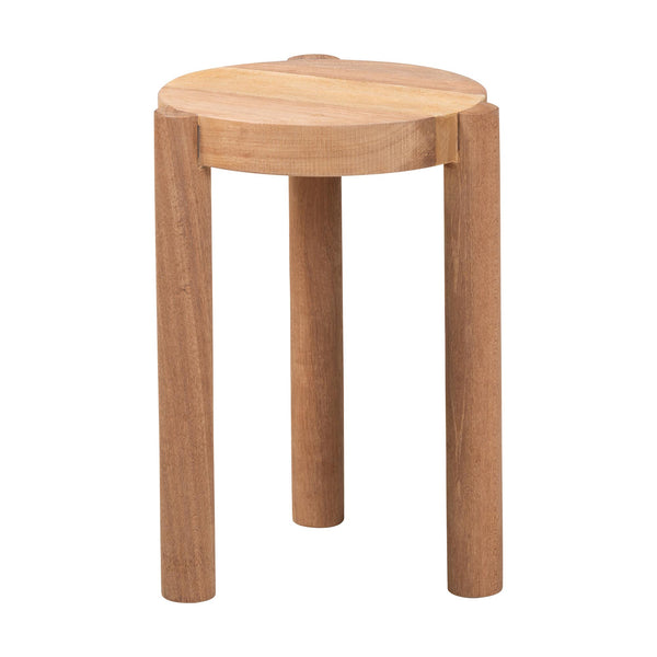 Baxton Studio Bali & Pari Shadi Solid Acacia Wood Sculptural Tripod Stool Handcrafted for Any Room Shadi-Natural-Stool