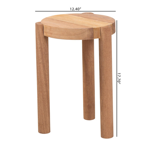 Baxton Studio Bali & Pari Shadi Solid Acacia Wood Sculptural Tripod Stool Handcrafted for Any Room Shadi-Natural-Stool