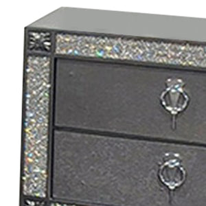 English Elm Laine 2 Drawer Nightstand Solid Wood Gray Finish with Acrylic Trim Bedroom Storage B056P416908