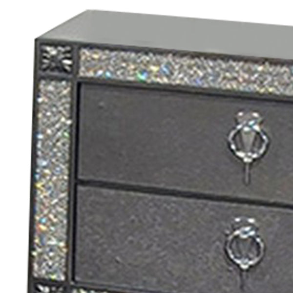 English Elm Laine 2 Drawer Nightstand Solid Wood Gray Finish with Acrylic Trim Bedroom Storage B056P416908