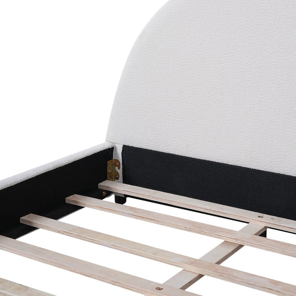 English Elm Christopher Knight Home® - King Size Bed Frame With Chic Boucle Upholstered Round Headboard For Modern Bedroom Elegance N757K327030W