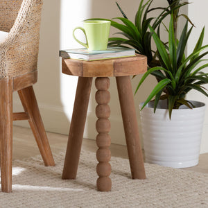Baxton Studio Bali & Pari Sihu Solid Acacia Wood Sculptural Tripod Stool Handcrafted Organic Accent Sihu-Natural-Stool