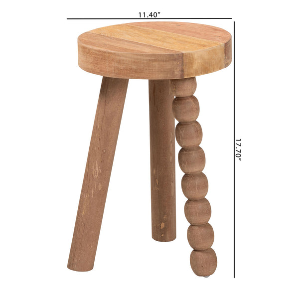 Baxton Studio Bali & Pari Sihu Solid Acacia Wood Sculptural Tripod Stool Handcrafted Organic Accent Sihu-Natural-Stool