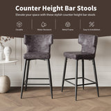 Christopher Knight Home® - Noble House - - 28Inch Counter Height Bar Stools Set Of 2, Modern Bar Upholstered Chairs With Pu Leather, Metal Footrest And Frame For Kitchen Island, Bar Table, Dining Room, Gray