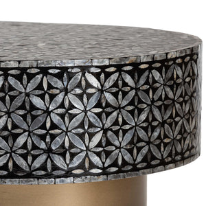 Baxton Studio Bali & Pari Emery Oval Capiz Shell Coffee Table Mosaic Mother of Pearl Living Room F2508-FT2-Capiz-CT