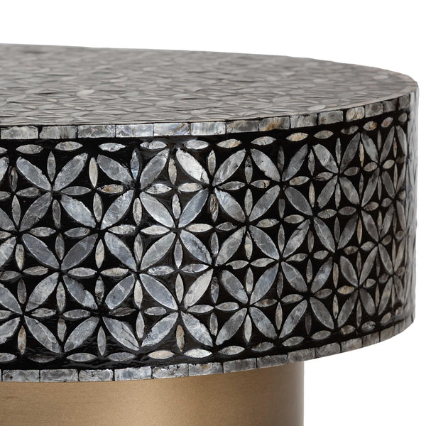 Baxton Studio Bali & Pari Emery Oval Capiz Shell Coffee Table Mosaic Mother of Pearl Living Room F2508-FT2-Capiz-CT