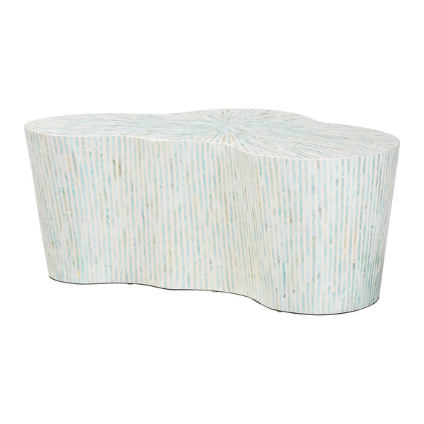 Baxton Studio Bali & Pari Fiorella Capiz Shell Coffee Table Artisan Mother of Pearl Living Room Accent F2508-FT6-Capiz-CT