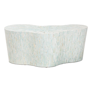 Baxton Studio Bali & Pari Fiorella Capiz Shell Coffee Table Artisan Mother of Pearl Living Room Accent F2508-FT6-Capiz-CT