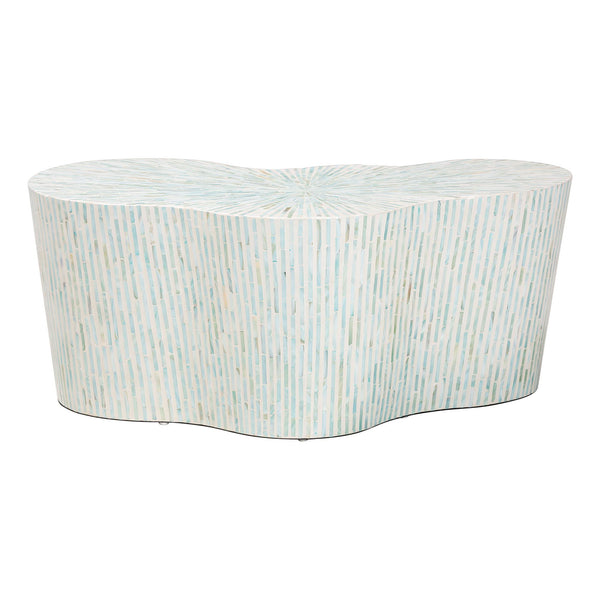 Baxton Studio Bali & Pari Fiorella Capiz Shell Coffee Table Artisan Mother of Pearl Living Room Accent F2508-FT6-Capiz-CT