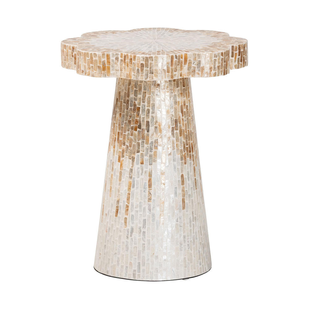 Baxton Studio Bali & Pari Beile Handcrafted Capiz Shell Pedestal End Table for Coastal Living Rooms F2508-FT9-Capiz-ET